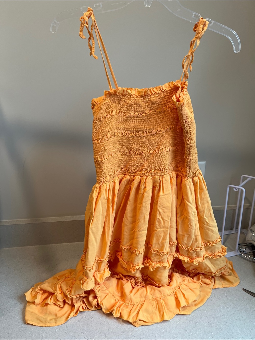 Gianni Bini Sunlit Orange Smocked Ruffle Sundress